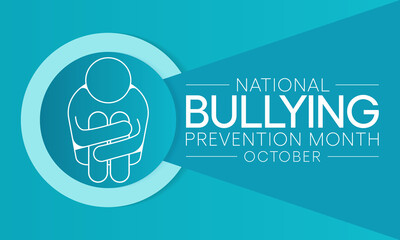 National Bullying prevention month is observed every year in October, to focus and raise awareness on bullying. Vector illustration