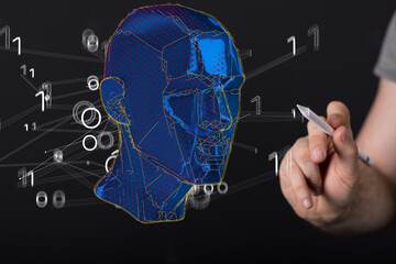 Human head and brain.Deep learning , Machine learning and artificial intelligence , AI Technology,