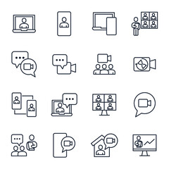 set of Video Conference elements symbol template for graphic and web design collection logo vector illustration