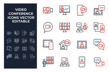 set of Video Conference elements symbol template for graphic and web design collection logo vector illustration