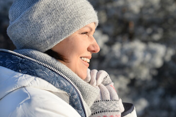 Close up portrait of happy young woman posing