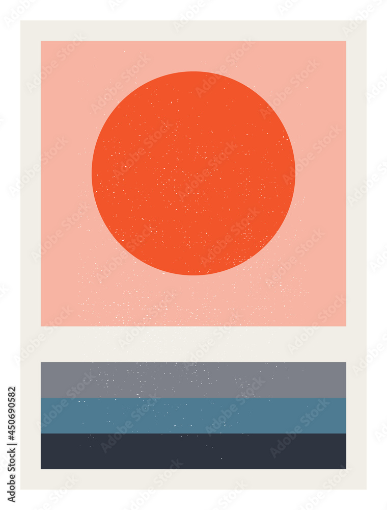 Poster abstract sunrise or sunset wall art poster. modern artwork in scandinavian nordic style . inspired b