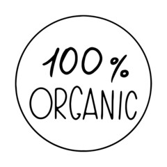 Contour ink doodle vegetable handmade lettering phrase emblem organic. Digital art. Print for logo, menu, cafe, food, packaging, sticker