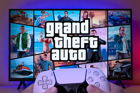 Playing GTA with Playstation 5 controller. 13th, Aug, 2021, Sao Paulo, Brazil