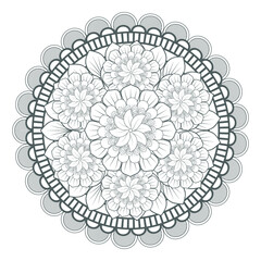 Printable Doodle flowers in monochrome for coloring page, cover, wedding invitation, greeting card, wall art isolated on white background. Hand drawn sketch for an adult anti stress coloring page.