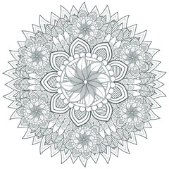 Printable Doodle flowers in monochrome for coloring page, cover, wedding invitation, greeting card, wall art isolated on white background. Hand drawn sketch for an adult anti stress coloring page.