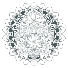 Printable Doodle flowers in monochrome for coloring page, cover, wedding invitation, greeting card, wall art isolated on white background. Hand drawn sketch for an adult anti stress coloring page.