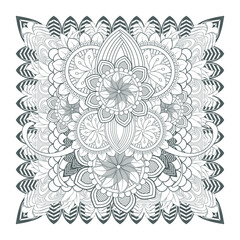 Printable Doodle flowers in monochrome for coloring page, cover, wedding invitation, greeting card, wall art isolated on white background. Hand drawn sketch for an adult anti stress coloring page.