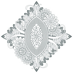 Printable Doodle flowers in monochrome for coloring page, cover, wedding invitation, greeting card, wall art isolated on white background. Hand drawn sketch for an adult anti stress coloring page.