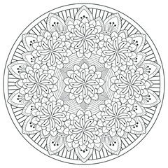 Printable Doodle flowers in monochrome for coloring page, cover, wedding invitation, greeting card, wall art isolated on white background. Hand drawn sketch for an adult anti stress coloring page.