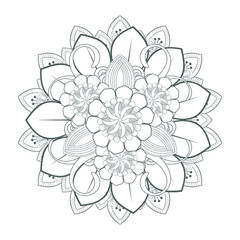 Printable Doodle flowers in monochrome for coloring page, cover, wedding invitation, greeting card, wall art isolated on white background. Hand drawn sketch for an adult anti stress coloring page.
