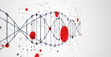 Abstract futuristic background for design works..Science template, wallpaper or banner with a DNA molecules.