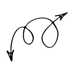 Arrow doodle. The drawing is made by hand.  