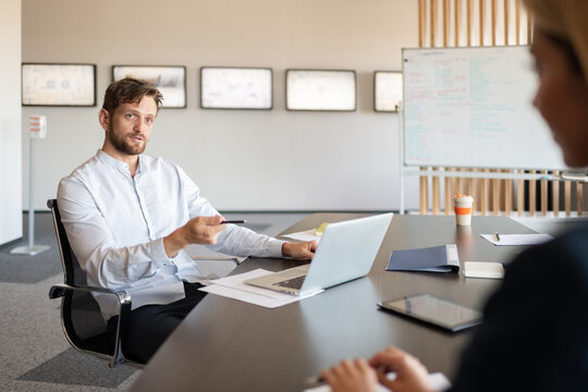 Businessman recruiting new employee in office