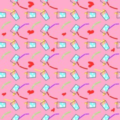 seamless pattern Drinking Straw with Pink background.