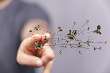 Abstract network of physical devices on the Internet using a network connection with statistics...