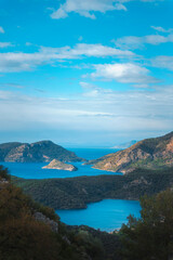 Fototapeta premium view of the sea and mountains from lykian way oludeniz fethiye turkey