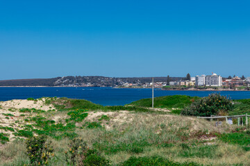 Panorama view of Cronulla Beach and the buildings high-rise apartments in Sydney NSW Australia