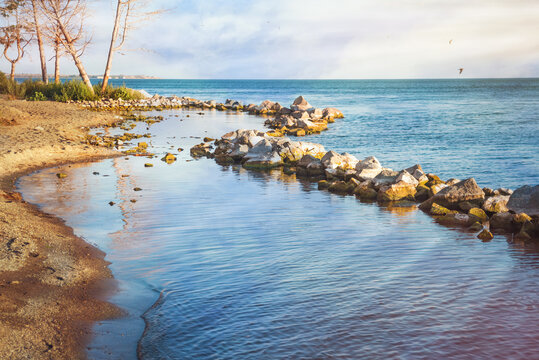 Beautiful shore of Lake Sevan. Armenia.
