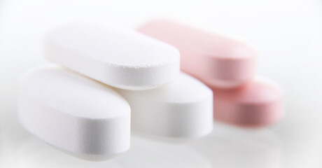 Fototapeta na wymiar Composition with pharmaceutical drug pills over white background