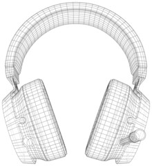 Headphones. EPS10 format. Wire-frame Vector created of 3d.