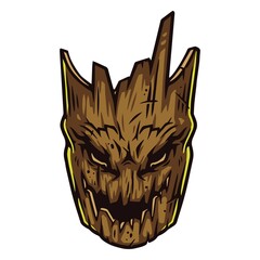 Scary tree head vintage template