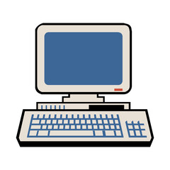 Computer isolated on white photo realistic vector illustration in EPS10