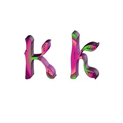 Letter K in colorful 3D abstract 