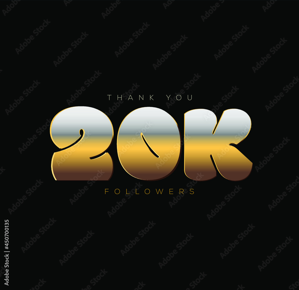 Wall mural thank you, 20k followers. thanking post to social media followers.