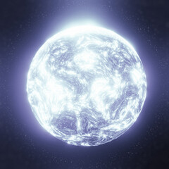 glowing blue star in the deep of dark space