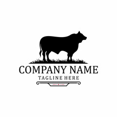 Retro Vintage Angus Cattle / Livestock logo design