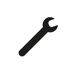 Wrench icon. Repair black silhouette pictogram. Vector isolated on white.