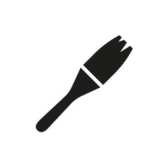 Paint brush icon. Black silhouette repair outline work tool. Vector isolated on white.	