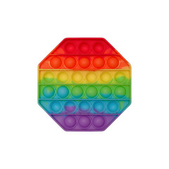 Pop It Simple Dimple isolated on white background. Trendy anti-stress sensory silicone fidget toy. Rainbow game
