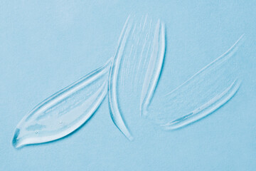 Smears of gel on a blue background.