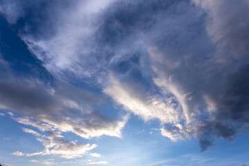 sky background image Beautiful, bright, white cloud shapes for background design and text insertion. Gives a bright and comfortable feeling