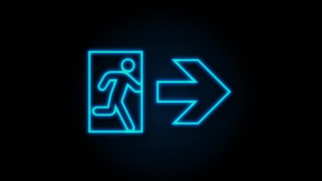 Emergency exit sign. Protection symbol. Fire icon. Motion graphics.