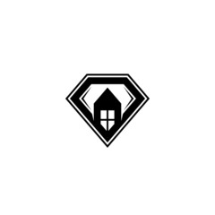 Diamond and House logo or icon design