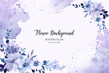 Purple abstract floral background with watercolor