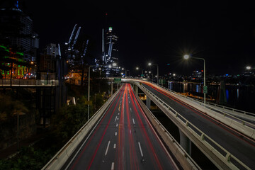 Fototapeta na wymiar night traffic at night Long exposure
