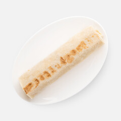 Burrito with chicken on a white background