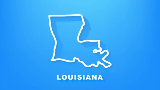 Louisiana state map outline animation. Motion graphics.