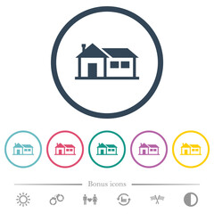 Family house flat color icons in round outlines