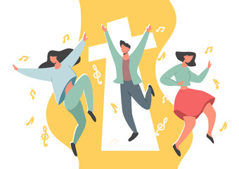 people dancing in praise of god Religious concept, modern vector concept, can be used for design and media. - obrazy, fototapety, plakaty