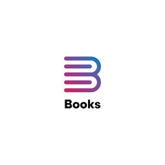 Two Stacked Books Form The Letter B Logo Template