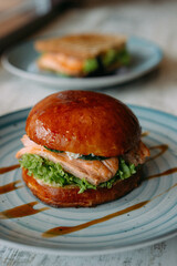 burger with salmon