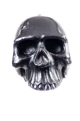 Black skull on a white background.