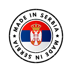 Made in Serbia text emblem badge, concept background