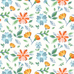 Abstract Floral Seamless Pattern With Hand Drawn
