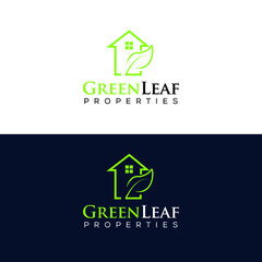Illustration of graphic real estate or home logo construction architecture building logo design green leaf,Property